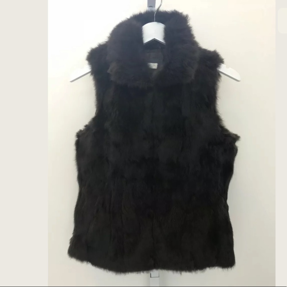 AQUA BROWN RABBIT FUR VEST SIZE SMALL